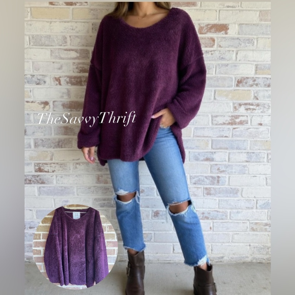 JOHNNY WAS PLUSH SWEATER - Cozy Boho-Chic High-Pile Fleece xl oversized 🦋 Rare